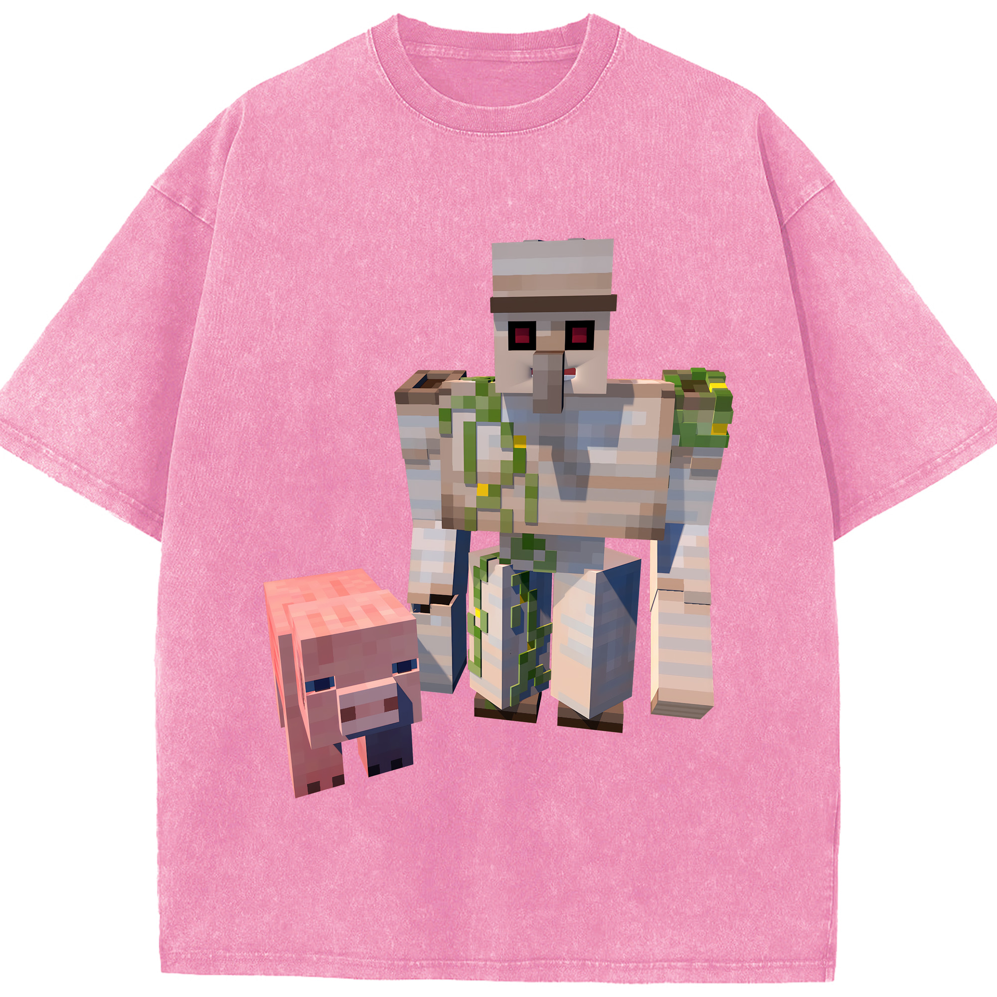 （画像用） マインクラフト ブロックの世界 Minecraft MC Block world 綿100% ヴィンテージ風 半袖Tシャツ（フロントプリント）